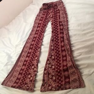 Vibe Sportswear Red printed flare pants